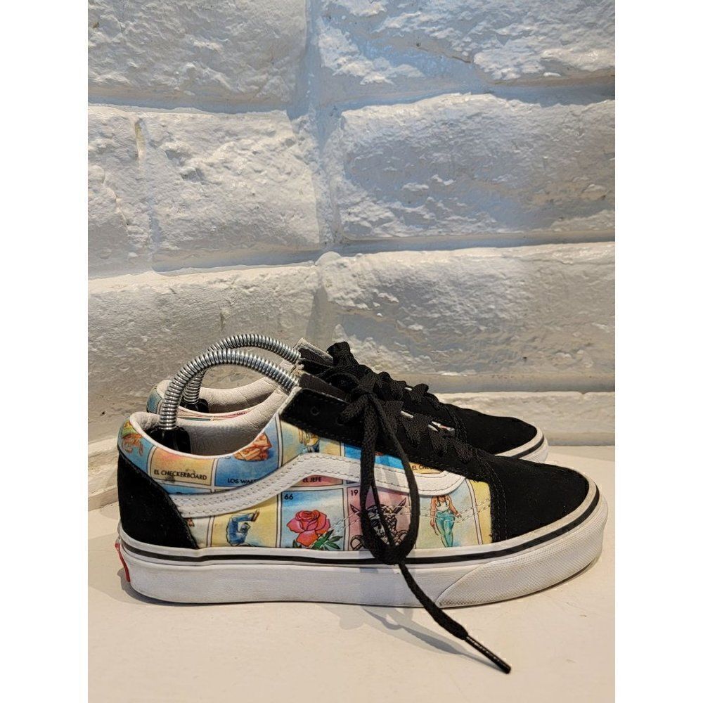 Rare Vans Women's Old Skool Loteria La Calavera Multi True White shoes Size 6.0